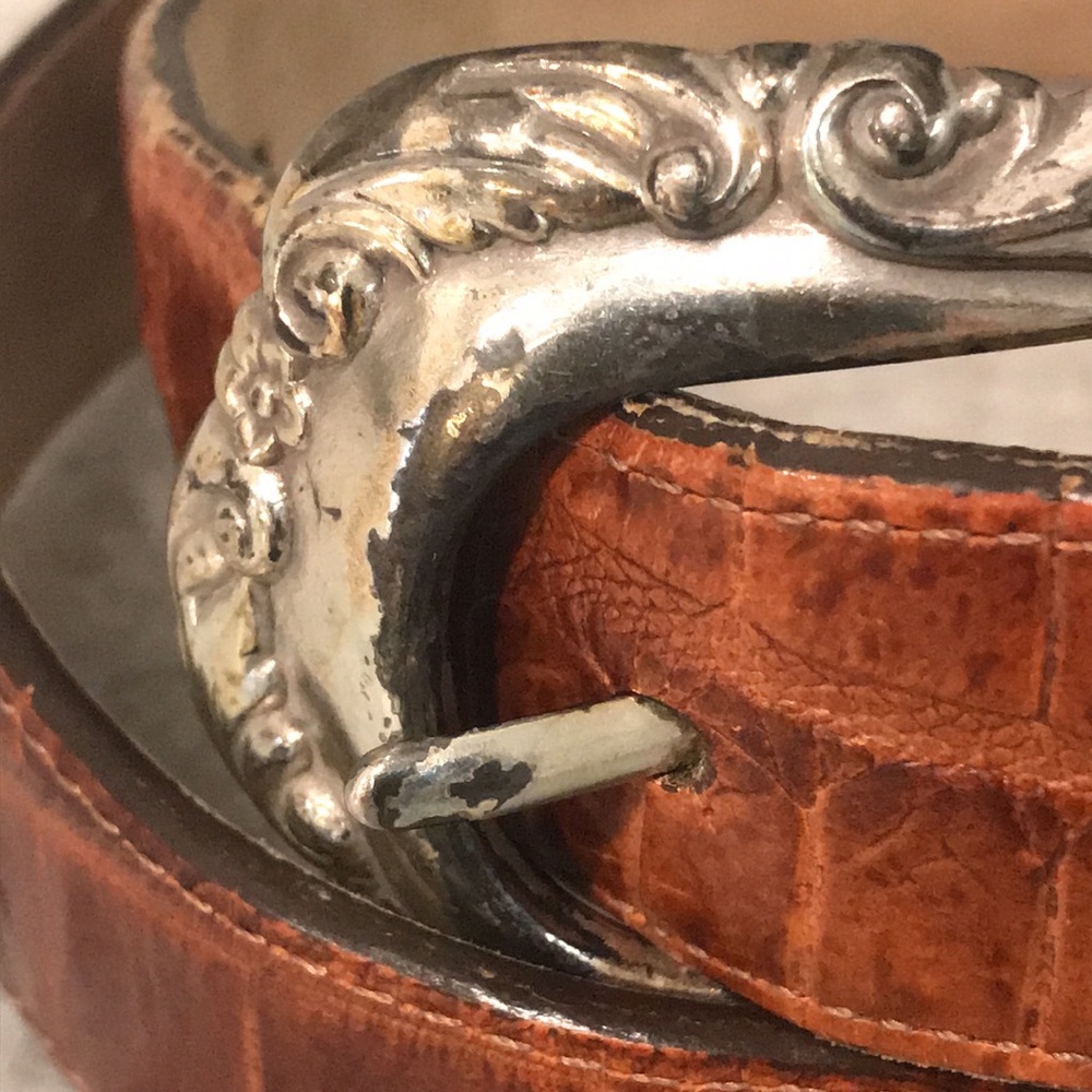 Vintage Brighton Leather Belt Women's Size M 30 Silver Heart #42907 Made in USA - Picture 7 of 7